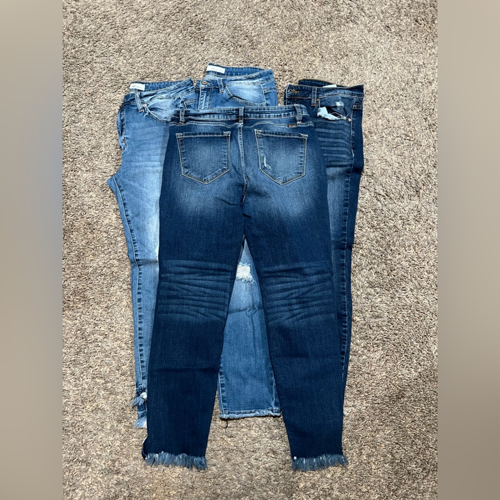 KanCan Women's Distressed Blue Jeans - Picture 3 of 9